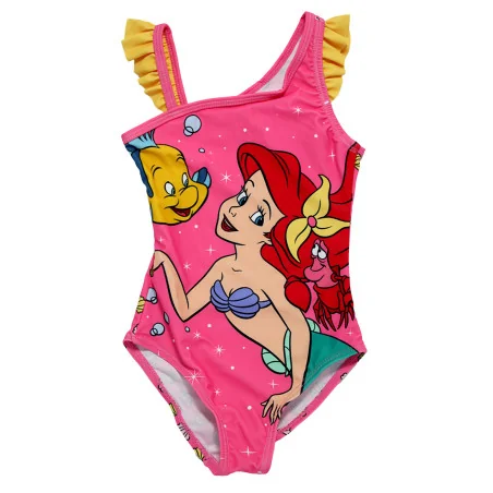 Κοριτσίστικο Ολόσωμο Μαγιό Disney Princess "Ariel η Μικρή Γοργόνα" – Φούξια με Κίτρινα Βολάν & Μοτίβο Κοχύλια (EZ18012FUXIA) ...