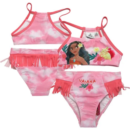Παιδικό Μαγιό Μπικίνι Disney Princess "Vaiana / Moana" – Ροζ Tie-Dye με Κρόσσια (EZ18223PINK)