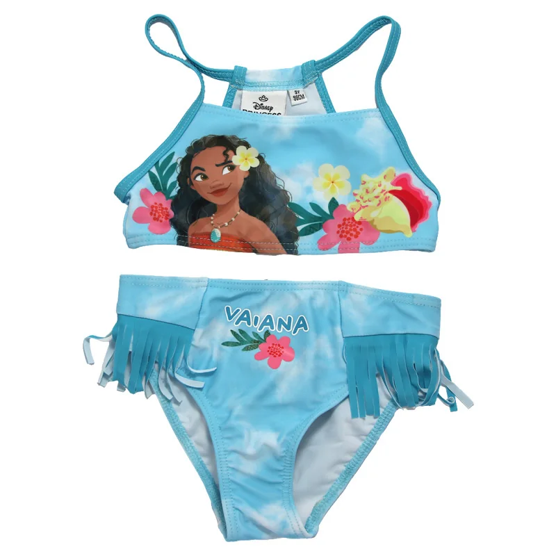 Παιδικό Μαγιό Μπικίνι Disney Princess "Vaiana / Moana" – Γαλάζιο Tie-Dye με Κρόσσια (EZ18223BLUE)