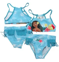 Παιδικό Μαγιό Μπικίνι Disney Princess "Vaiana / Moana" – Γαλάζιο Tie-Dye με Κρόσσια (EZ18223BLUE) - Μπικίνι