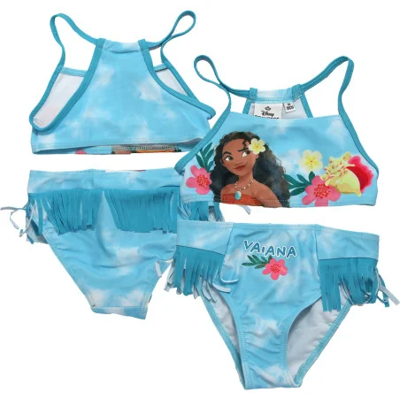 Παιδικό Μαγιό Μπικίνι Disney Princess "Vaiana / Moana" – Γαλάζιο Tie-Dye με Κρόσσια (EZ18223BLUE)