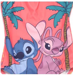 Παιδικό Ολόσωμο Μαγιό Disney Lilo & Stitch "Stitch & Angel" – Κοραλί / Ροζ με Κίτρινα Βολάν (EZ18066CORAL) - Μαγιό για κορίτσια