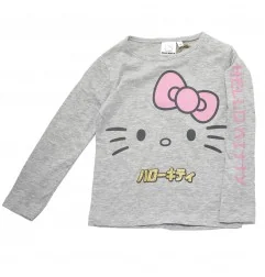 Παιδικό Μακρυμάνικο Μπλουζάκι Hello Kitty – Ανοιχτό Γκρι Μελανζέ (HY10371grey) - Μπλουζάκια Μακρυμάνικα (μακό)