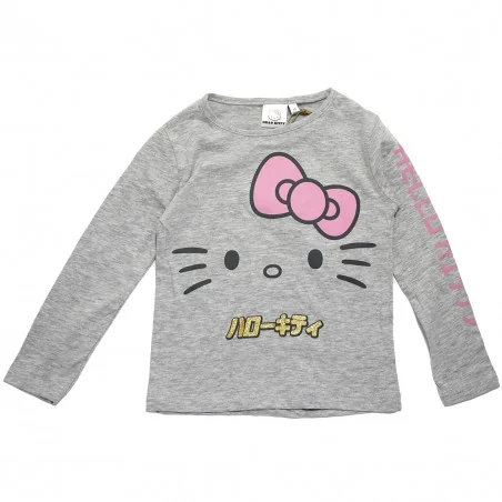 Παιδικό Μακρυμάνικο Μπλουζάκι Hello Kitty – Ανοιχτό Γκρι Μελανζέ (HY10371grey) - Μπλουζάκια Μακρυμάνικα (μακό)