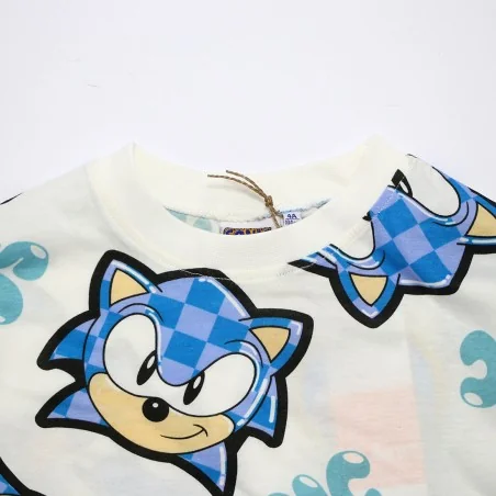 Παιδικό μακρυμάνικο μπλουζάκι Sonic the Hedgehog All-Over Print – Εκρού / Ecru -100% Βαμβάκι (HY10427ECRU)