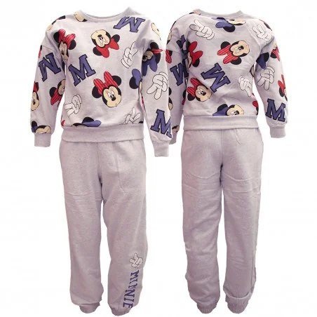 Παιδικό Σετ Φόρμας Disney Minnie Mouse (Μπλούζα & Παντελόνι) – Ανοιχτό Γκρι Μελανζέ (HY10113GREY)