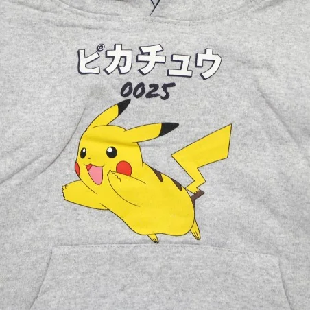 Παιδική Μπλούζα Φούτερ με Κουκούλα Pokémon "Pikachu 0025" – Ανοιχτό Γκρι Μελανζέ (HY10292GREY)
