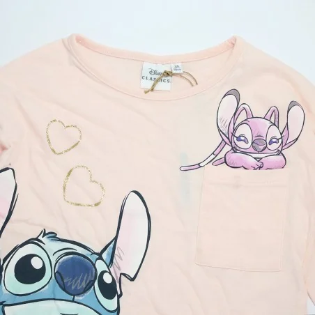 Παιδικό μακρυμάνικο μπλουζάκι Disney Stitch & Angel – Απαλό Ροζ (HY10165pink)