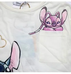 Παιδικό μακρυμάνικο μπλουζάκι Disney Stitch & Angel – Εκρού / Off-White (HY10165ecru)