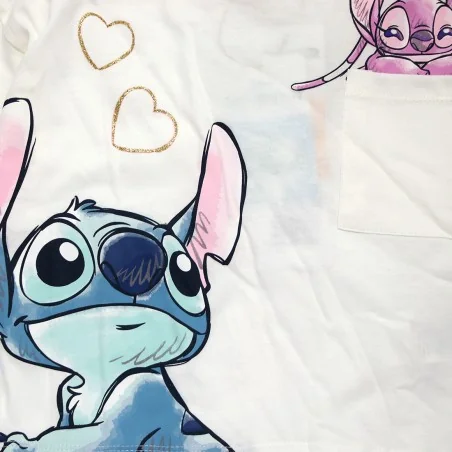 Παιδικό μακρυμάνικο μπλουζάκι Disney Stitch & Angel – Εκρού / Off-White (HY10165ecru)