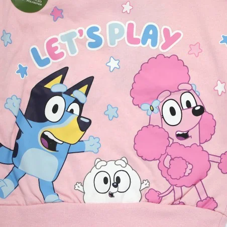 Παιδική Μπλούζα Φούτερ Bluey "LET'S PLAY" με Βολάν – Απαλό Ροζ (HY10250)
