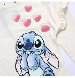 Παιδικό μακρυμάνικο μπλουζάκι Disney Lilo & Stitch με Βολάν – Εκρού (HY10166ECRU)