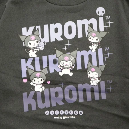 Εφηβική / Νεανική Μπλούζα Φούτερ Sanrio Kuromi "Attitude - Enjoy Your Life" – Μαύρη (HY10420)