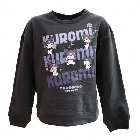 Εφηβική / Νεανική Μπλούζα Φούτερ Sanrio Kuromi "Attitude - Enjoy Your Life" – Μαύρη (HY10420)