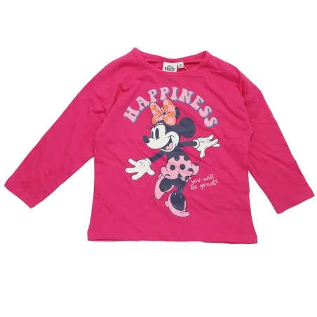 Παιδικό μακρυμάνικο μπλουζάκι Disney Minnie Mouse "Happiness" – Φούξια (HY10137FUSHIA)