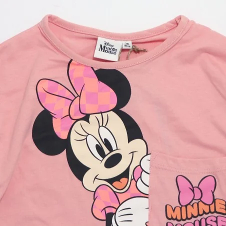 Παιδικό μακρυμάνικο μπλουζάκι για Κορίτσι Disney Minnie Mouse 100% Βαμβάκι – Ροζ (HY10139PINK)