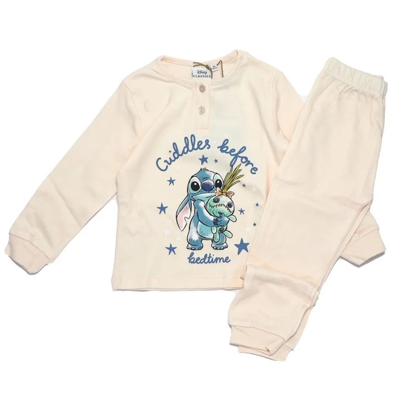 Παιδική Πιτζάμα για Κορίτσι Disney Lilo & Stitch "Cuddles Before Bedtime" Σε Κουτί Δώρου – Κρεμ / Ζαχαρί (HY20109KREM)