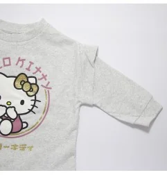 Παιδική Μπλούζα Φούτερ για Κορίτσι Hello Kitty με Λεπτομέρεια στους Ώμους – Ανοιχτό Γκρι Μελανζέ (HY10373L.Grey) - Μπλούζες φ...
