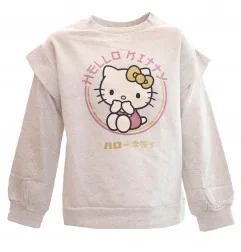 Παιδική Μπλούζα Φούτερ για Κορίτσι Hello Kitty με Λεπτομέρεια στους Ώμους – Ανοιχτό Γκρι Μελανζέ (HY10373L.Grey) - Μπλούζες φ...