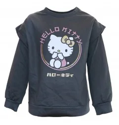 Παιδική Μπλούζα Φούτερ για Κορίτσι Hello Kitty με Λεπτομέρεια στους Ώμους – Σκούρο Γκρι / Ανθρακί (HY10373D.Grey) - Μπλούζες ...