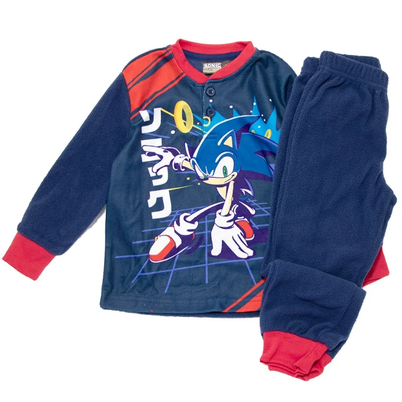 Παιδική Πιτζάμα Fleece για Αγόρι Sonic The Hedgehog – Σκούρο Μπλε / Κόκκινο (Σε Συσκευασία Δώρου) (XH20144 Navy)