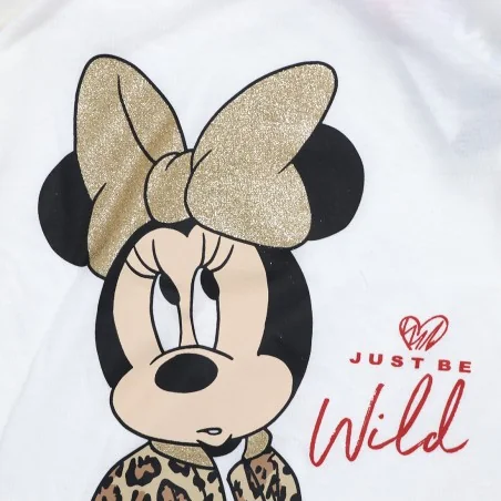 Παιδικό μακρυμάνικο μπλουζάκι για Κορίτσι Disney Minnie Mouse 100% Βαμβάκι – Εκρού με Μαύρο & Χρυσό (HY10142ECRU)