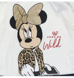 Παιδικό μακρυμάνικο μπλουζάκι για Κορίτσι Disney Minnie Mouse 100% Βαμβάκι – Εκρού με Μαύρο & Χρυσό (HY10142ECRU) - Μπλουζάκι...