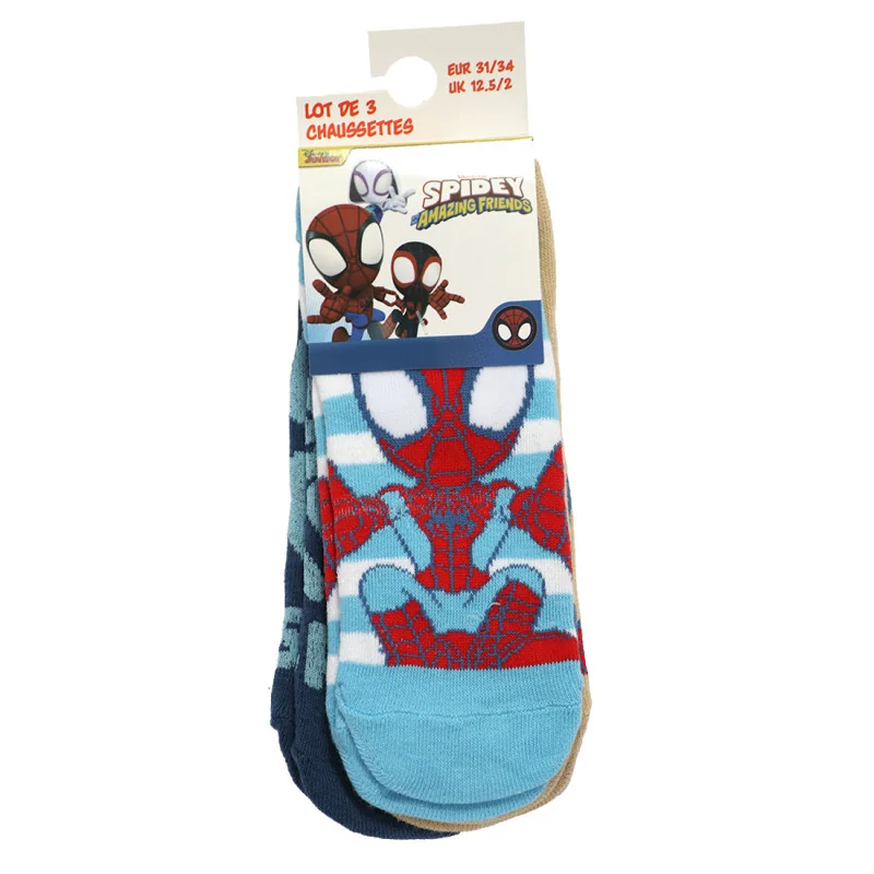 Παιδικές Κοντές Κάλτσες για Αγόρι Spidey and His Amazing Friends (Σετ 3 Ζευγάρια) (EZ06039 BLUE)