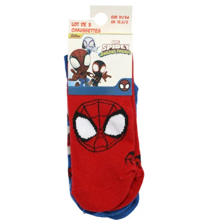 Παιδικές Κοντές Κάλτσες για Αγόρι Spidey and His Amazing Friends (Σετ 3 Ζευγάρια) – Κόκκινο / Μπλε / Γκρι (EZ06039 RED) - Κάλ...