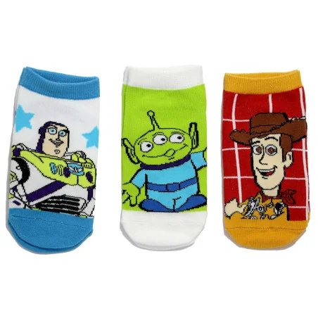 Παιδικές Κοντές Κάλτσες για Αγόρι Disney Pixar Toy Story (Σετ 3 Ζευγάρια) – Λευκό / Πράσινο / Κόκκινο (EZ06068White)