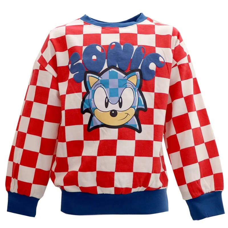 Παιδικό Φούτερ για Αγόρι Sonic the Hedgehog Κόκκινο / Λευκή Σκακιέρα με Μπλε Λεπτομέρειες (HY10425)
