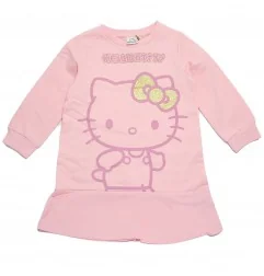 Παιδικό Φόρεμα Φούτερ για Κορίτσι Hello Kitty – Ανοιχτό Ροζ με Βολάν & Χρυσό Λαμπερό Φιογκάκι (HY10375Pink) - Εποχιακά/ Χειμω...