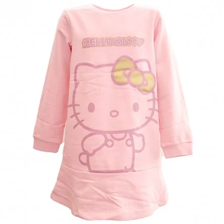 Παιδικό Φόρεμα Φούτερ για Κορίτσι Hello Kitty – Ανοιχτό Ροζ με Βολάν & Χρυσό Λαμπερό Φιογκάκι (HY10375Pink) - Εποχιακά/ Χειμω...