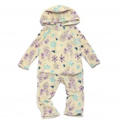 Παιδική Ολόσωμη Πιτζάμα Onesie Coral Fleece με Κουκούλα για Κορίτσι Disney Frozen – Κρεμ / Écru (HW2009 crem) - Ολόσωμες Πιτζ...