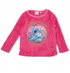 Παιδική Χειμερινή Πιτζάμα Coral Fleece για Κορίτσι Disney Lilo & Stitch (Stitch & Scrump) – Φούξια / Ανοιχτό Ροζ (XH20111 Pink)