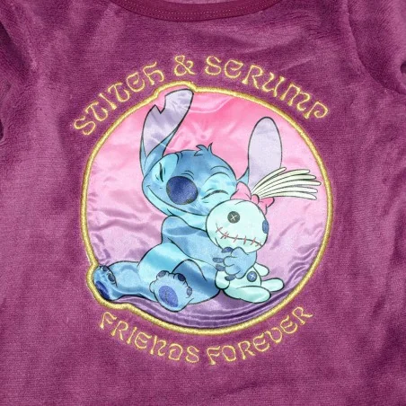 Παιδική Χειμερινή Πιτζάμα Coral Fleece για Κορίτσι Disney Lilo & Stitch (Stitch & Scrump) – Σκούρο Μωβ / Λιλά (XH20111 Purple)