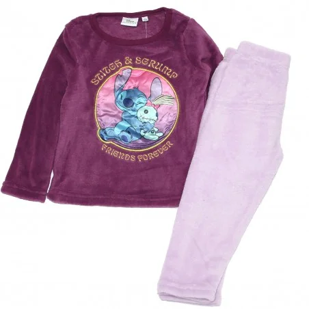 Παιδική Χειμερινή Πιτζάμα Coral Fleece για Κορίτσι Disney Lilo & Stitch (Stitch & Scrump) – Σκούρο Μωβ / Λιλά (XH20111 Purple...