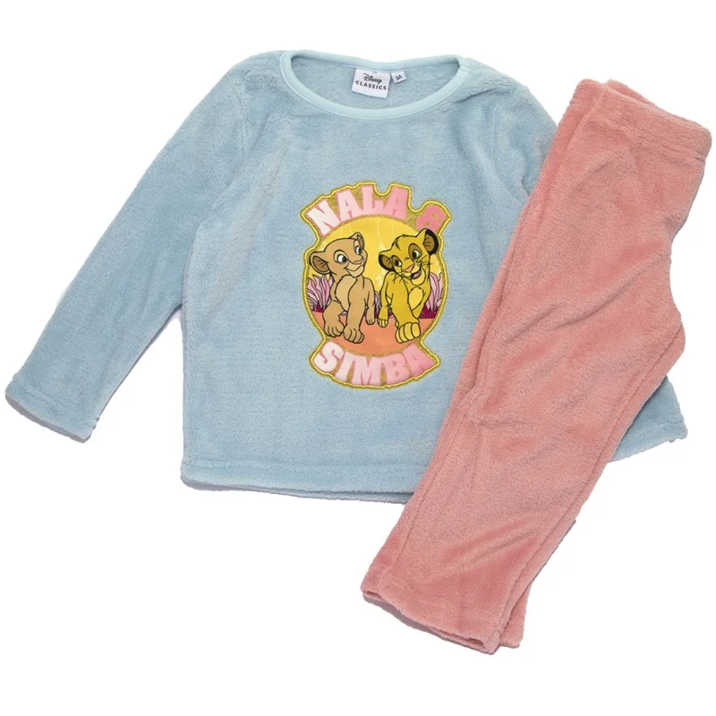 Παιδική Χειμερινή Πιτζάμα Coral Fleece για Κορίτσι Disney Lion King (Simba & Nala) – Γαλάζιο / Ανοιχτό Ροζ (XH20068 Blue)