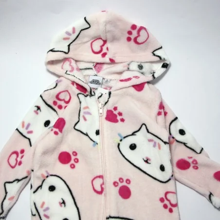 Παιδική Ολόσωμη Πιτζάμα Onesie Coral Fleece με Κουκούλα & Φερμουάρ για Κορίτσι Gabby's Dollhouse – Ανοιχτό Ροζ (XH20067 Pink)