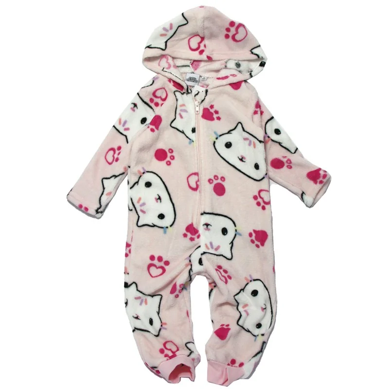 Παιδική Ολόσωμη Πιτζάμα Onesie Coral Fleece με Κουκούλα & Φερμουάρ για Κορίτσι Gabby's Dollhouse – Ανοιχτό Ροζ (XH20067 Pink)