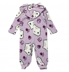 Παιδική Ολόσωμη Πιτζάμα Onesie Coral Fleece με Κουκούλα & Φερμουάρ για Κορίτσι Gabby's Dollhouse – Λιλά / Μωβ (XH20067 Purple)