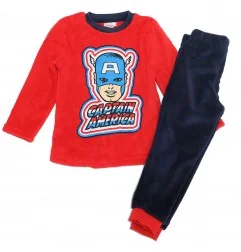 Παιδική Χειμερινή Πιτζάμα Coral Fleece για Αγόρι Marvel Avengers Captain America – Κόκκινο / Σκούρο Μπλε(VH2051 red) - Χειμων...