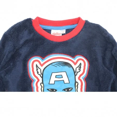 Παιδική Χειμερινή Πιτζάμα Coral Fleece για Αγόρι Marvel Avengers Captain America – Σκούρο Μπλε / Γαλάζιο (VH2051 navy)