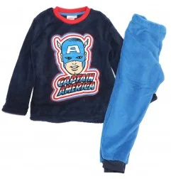 Παιδική Χειμερινή Πιτζάμα Coral Fleece για Αγόρι Marvel Avengers Captain America – Σκούρο Μπλε / Γαλάζιο (VH2051 navy) - Χειμ...
