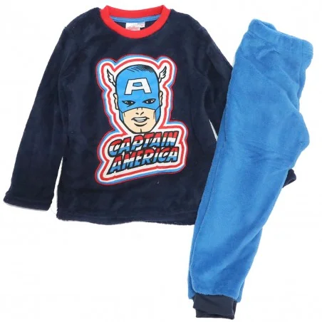 Παιδική Χειμερινή Πιτζάμα Coral Fleece για Αγόρι Marvel Avengers Captain America – Σκούρο Μπλε / Γαλάζιο (VH2051 navy)