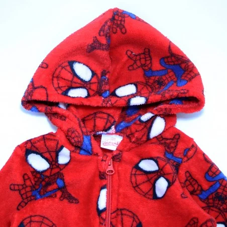 Παιδική Χειμερινή Ολόσωμη Πιτζάμα Onesie Coral Fleece με Κουκούλα για Αγόρι Marvel Spidey – Κόκκινο (HY20164 Red)