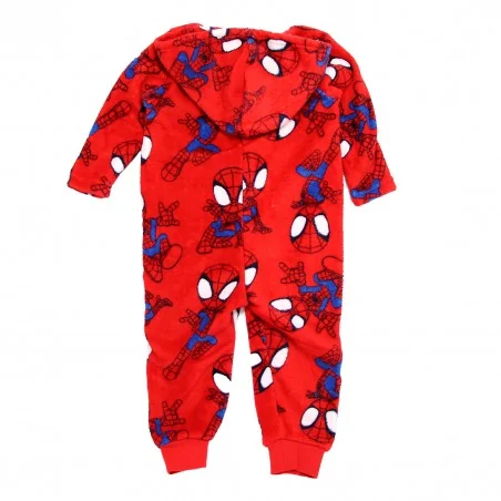 Παιδική Χειμερινή Ολόσωμη Πιτζάμα Onesie Coral Fleece με Κουκούλα για Αγόρι Marvel Spidey – Κόκκινο (HY20164 Red)