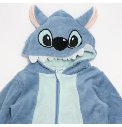 Βρεφική Ολόσωμη Φόρμα Stitch Disney – Ζεστό Φορμάκι με Κουκούλα από Fleece Coral(HY00188) - Φορμάκια χειμωνιάτικα (βελουτέ, f...