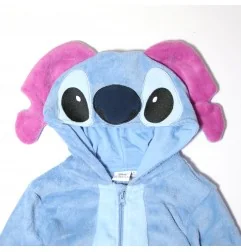 Εφηβική Χειμερινή Ολόσωμη Πιτζάμα Onesie Coral Fleece με Κουκούλα & 3D Αυτιά Disney Lilo & Stitch – Μπλε (XH70544)