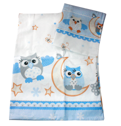 TreleMorele Βρεφικό Σετ Κούνιας Owl Blue (παπλωματοθήκη + μαξιλαροθήκη) (PO/SOW/100) - Βρεφικά Σεντόνια/Παπλωματοθήκες